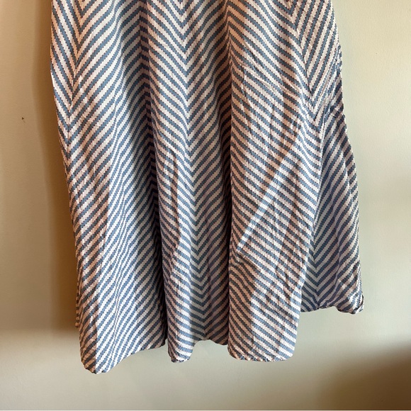 ANTHROPOLOGY Blue & White Corsette Strapless Dress - Size L - Picture 3 of 6